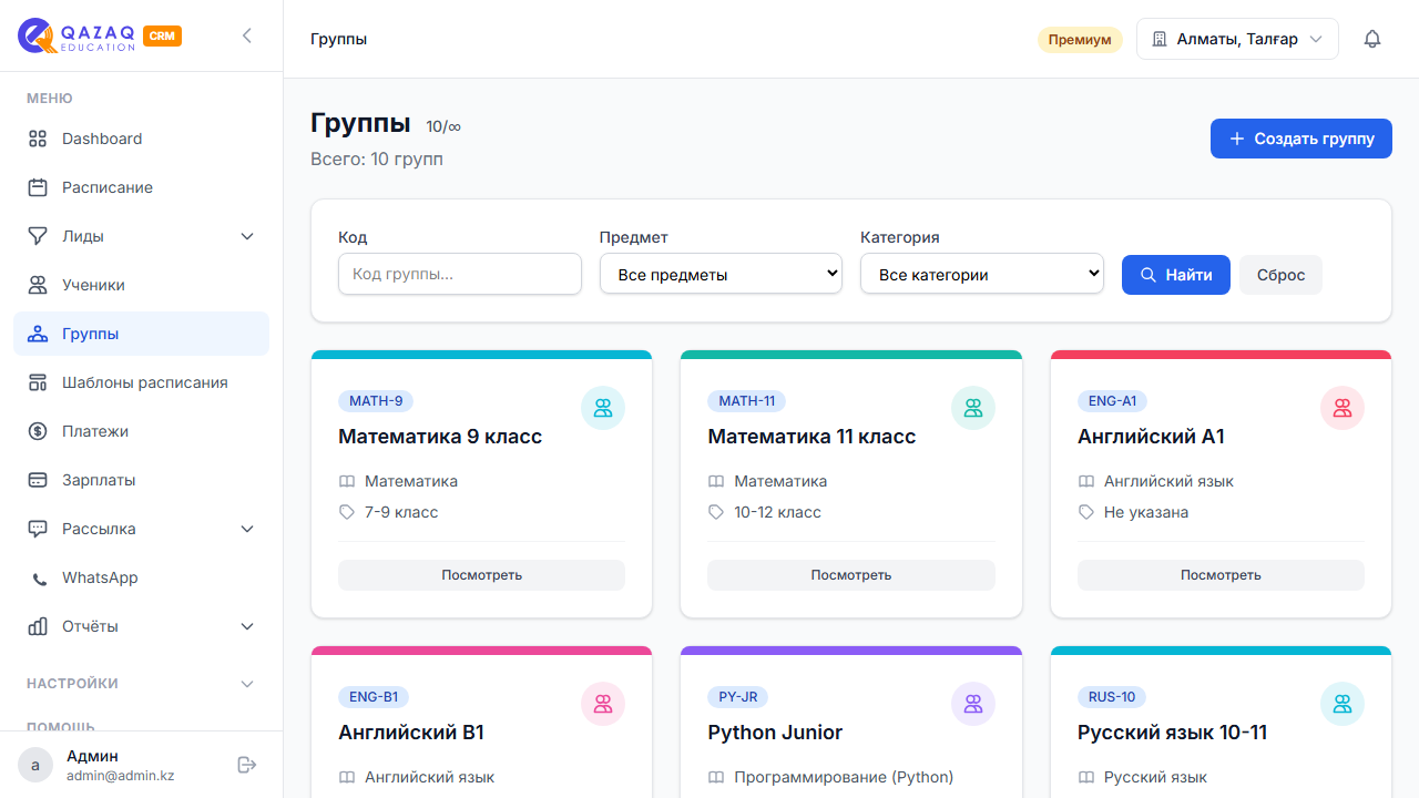 Список групп