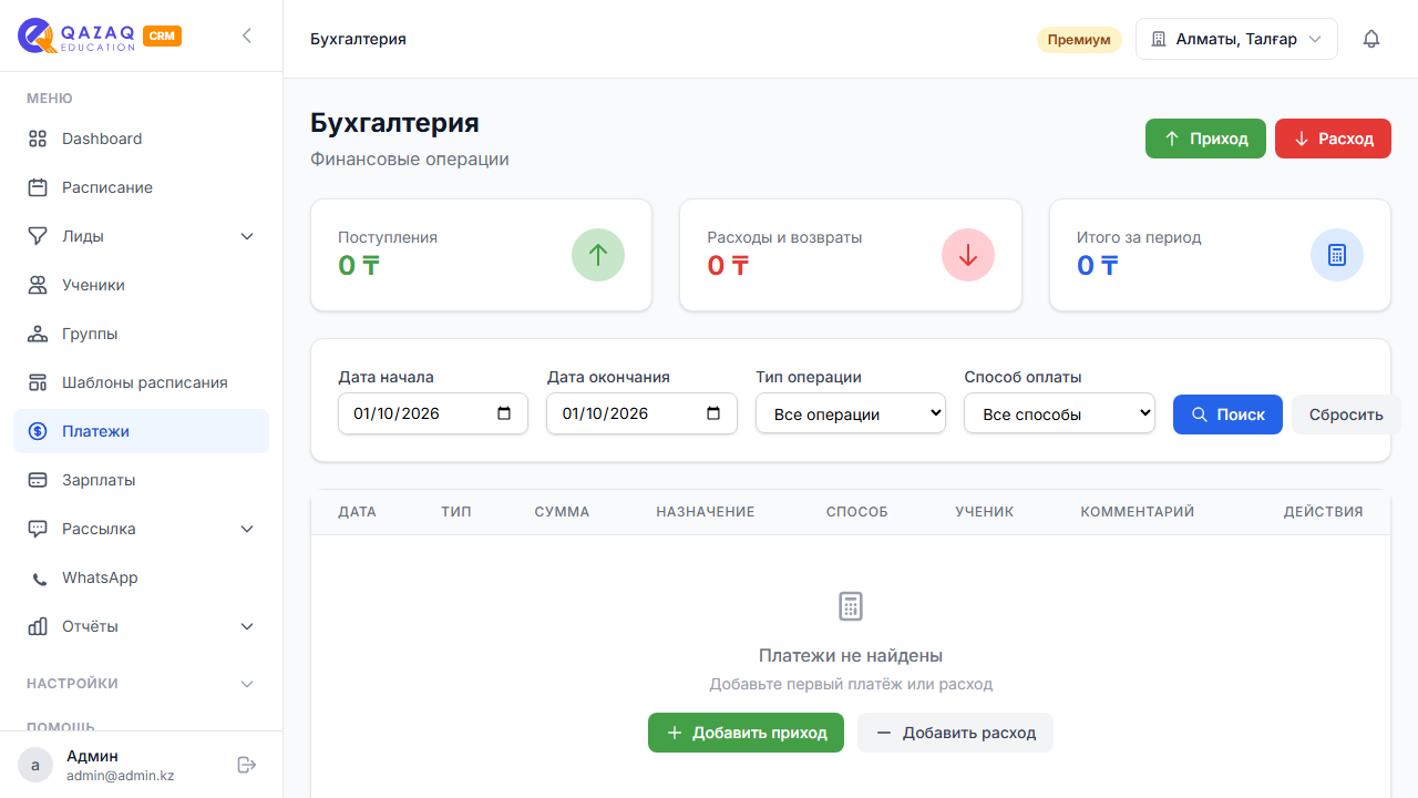 Список платежей