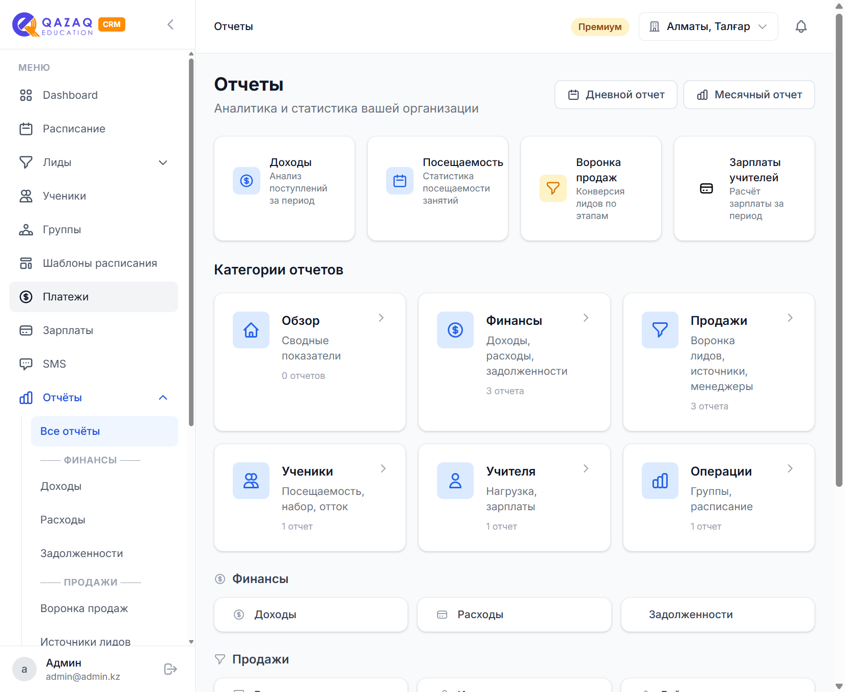 Отчёты CRM